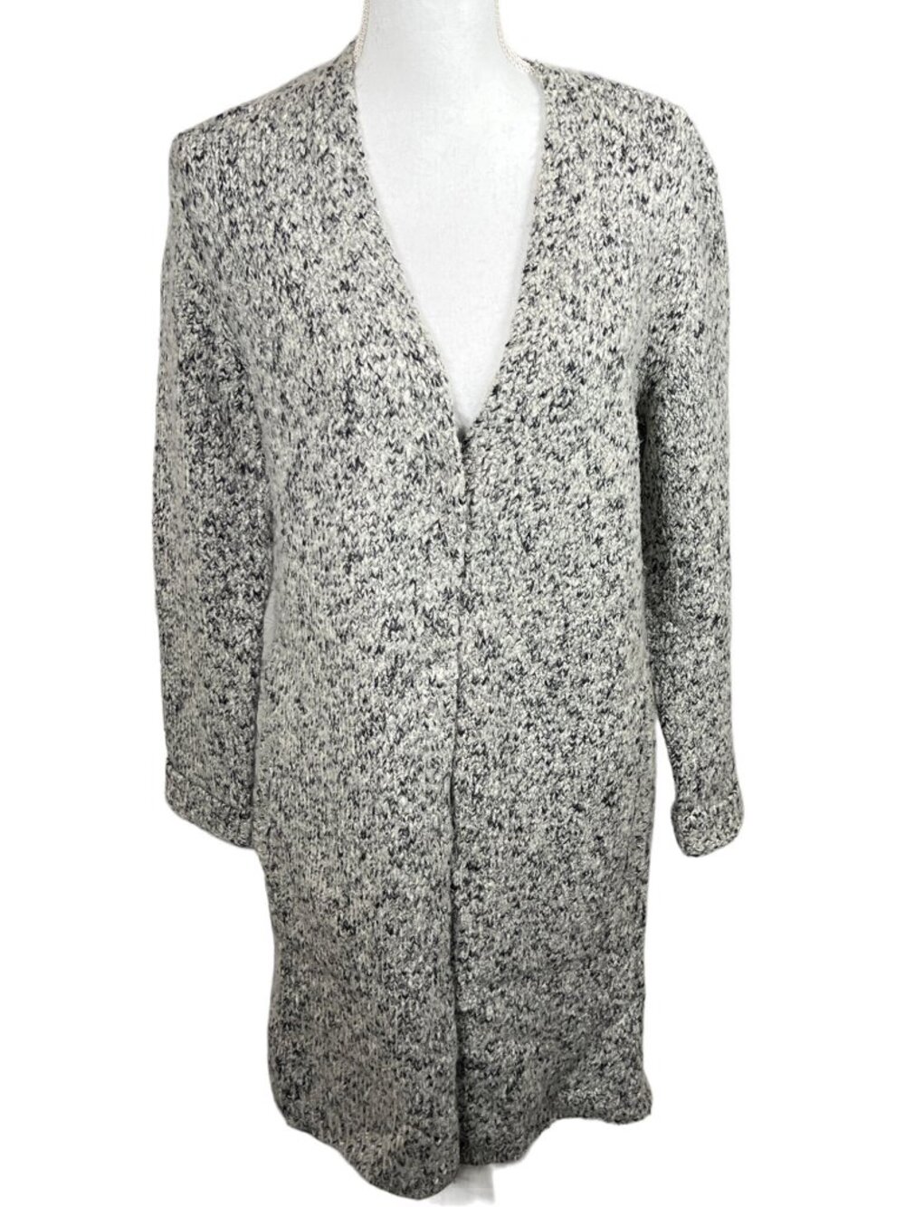 J. Jill Pure Jill Melange Cardigan Duster Black/White/Gray Sz S EUC